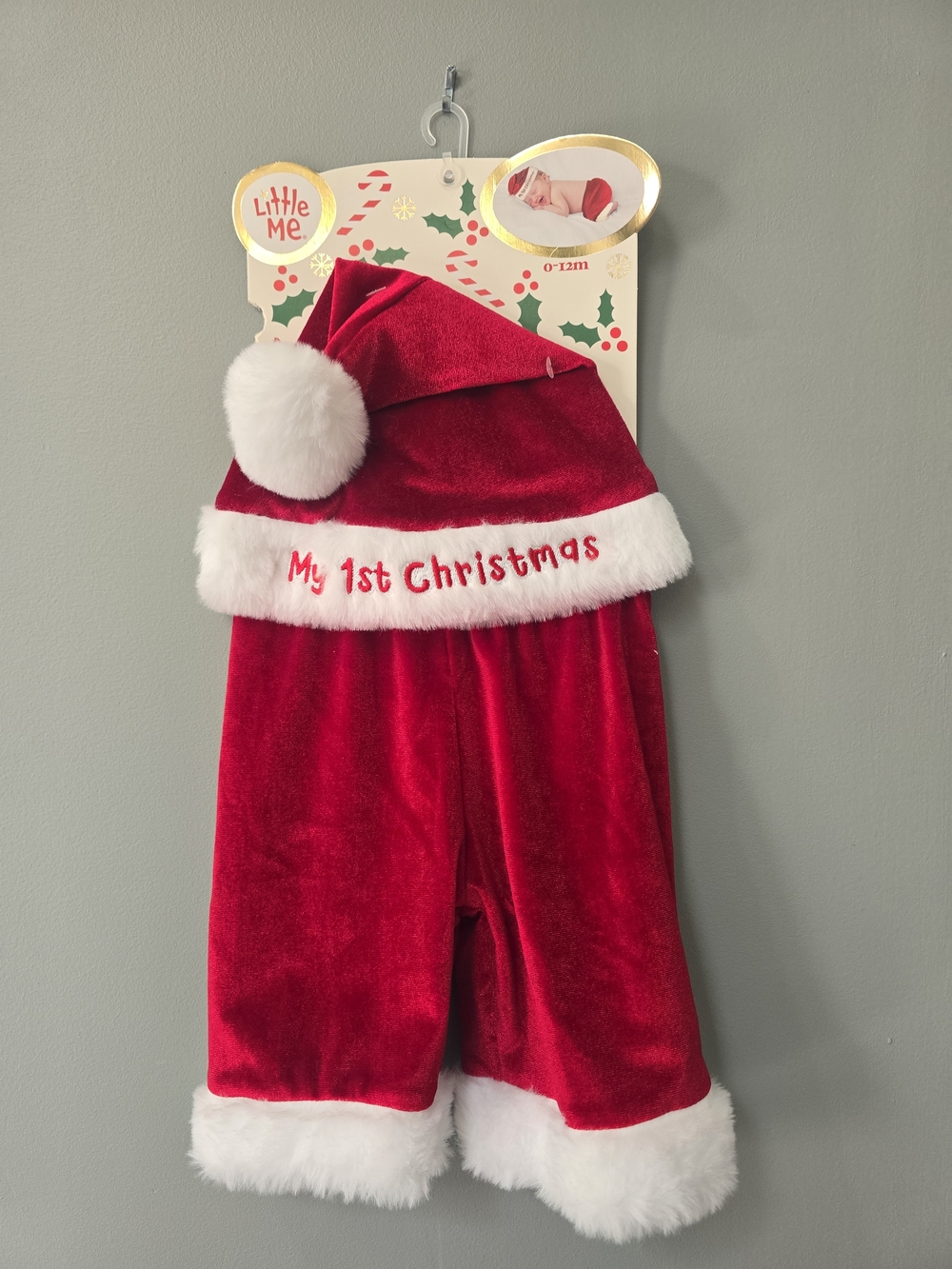 NWT Little Me Red "My 1st Christmas" Baby Holiday Hat & Pants Set